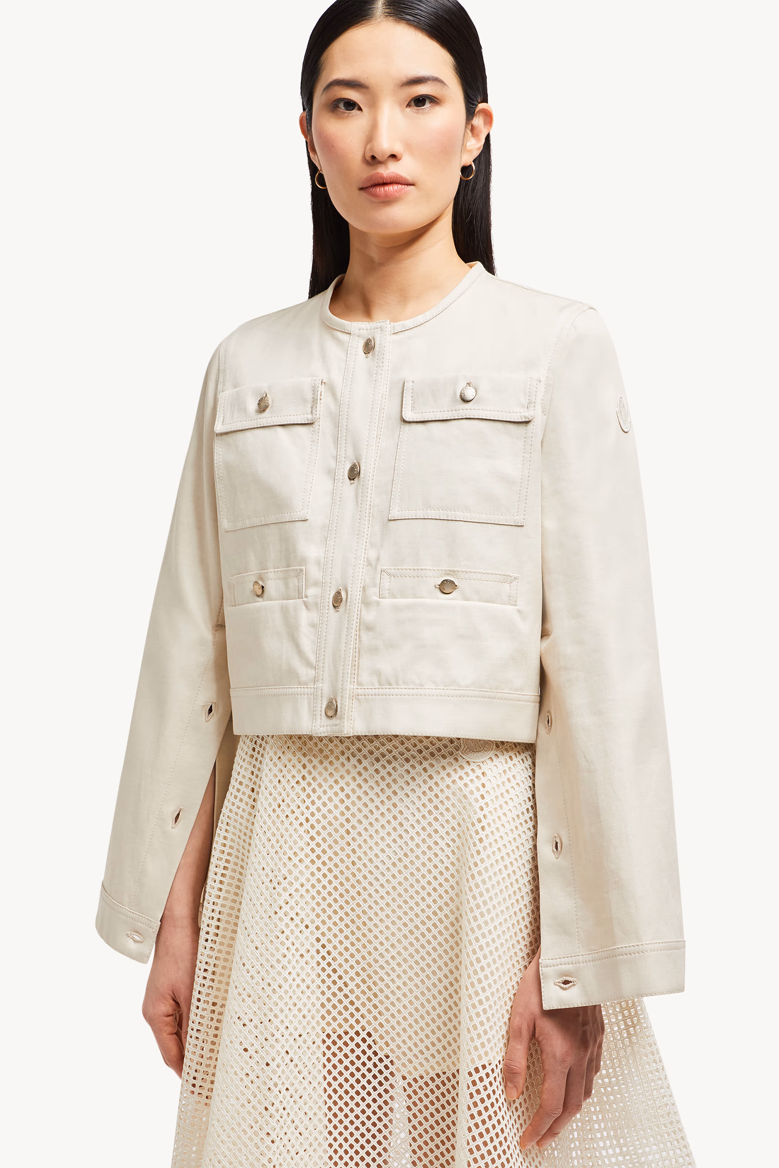Chatel Cotton & Linen Jacket Women White Ivory Moncler 7